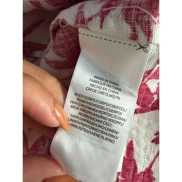 POLO RALPH LAUREN 100% Linen Cream Red Botanical Linen Wrap Dress Size 6 - Picture 10 of 14